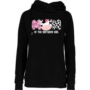 Funny Cow Mom Of The Birthday Girl Cow Farm Birthday Family Womens Funnel Neck Pullover Hood