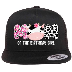 Funny Cow Mom Of The Birthday Girl Cow Farm Birthday Family Flat Bill Trucker Hat