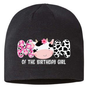 Funny Cow Mom Of The Birthday Girl Cow Farm Birthday Family Sustainable Beanie