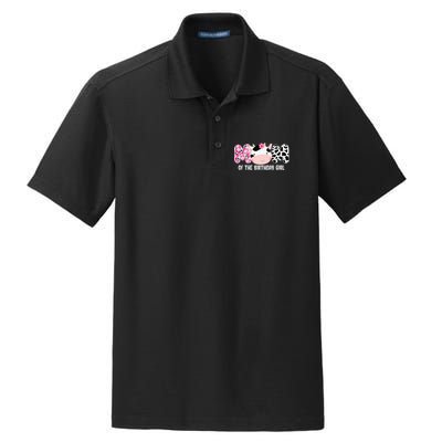 Funny Cow Mom Of The Birthday Girl Cow Farm Birthday Family Dry Zone Grid Polo