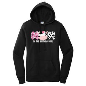 Funny Cow Mom Of The Birthday Girl Cow Farm Birthday Family Women's Pullover Hoodie