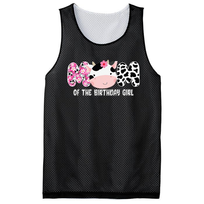 Funny Cow Mom Of The Birthday Girl Cow Farm Birthday Family Mesh Reversible Basketball Jersey Tank