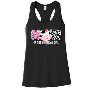 Funny Cow Mom Of The Birthday Girl Cow Farm Birthday Family Women's Racerback Tank