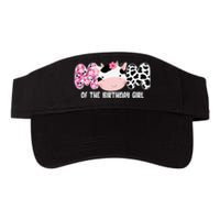 Funny Cow Mom Of The Birthday Girl Cow Farm Birthday Family Valucap Bio-Washed Visor