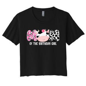 Funny Cow Mom Of The Birthday Girl Cow Farm Birthday Family Women's Crop Top Tee