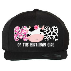 Funny Cow Mom Of The Birthday Girl Cow Farm Birthday Family Wool Snapback Cap