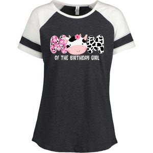 Funny Cow Mom Of The Birthday Girl Cow Farm Birthday Family Enza Ladies Jersey Colorblock Tee