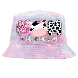 Funny Cow Mom Of The Birthday Girl Cow Farm Birthday Family Tie-Dyed Bucket Hat