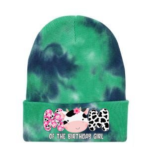 Funny Cow Mom Of The Birthday Girl Cow Farm Birthday Family Tie Dye 12in Knit Beanie