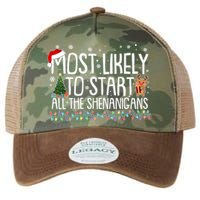 Funny Christmas Most Likely To Start All The Shenanigans Legacy Tie Dye Trucker Hat