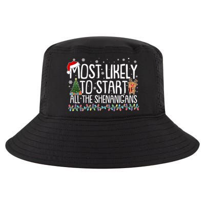 Funny Christmas Most Likely To Start All The Shenanigans Cool Comfort Performance Bucket Hat
