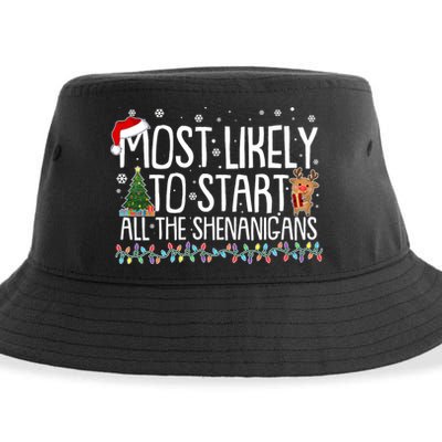 Funny Christmas Most Likely To Start All The Shenanigans Sustainable Bucket Hat