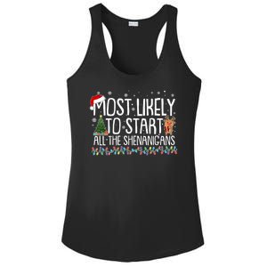 Funny Christmas Most Likely To Start All The Shenanigans Ladies PosiCharge Competitor Racerback Tank