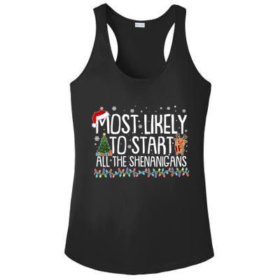 Funny Christmas Most Likely To Start All The Shenanigans Ladies PosiCharge Competitor Racerback Tank