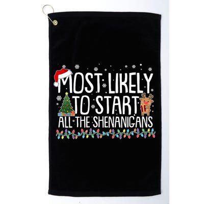 Funny Christmas Most Likely To Start All The Shenanigans Golf Towel