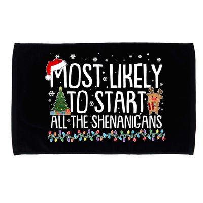 Funny Christmas Most Likely To Start All The Shenanigans Microfiber Hand Towel