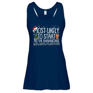 Funny Christmas Most Likely To Start All The Shenanigans Ladies Essential Flowy Tank