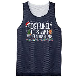 Funny Christmas Most Likely To Start All The Shenanigans Mesh Reversible Basketball Jersey Tank