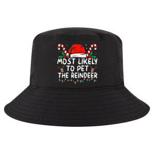 Funny Christmas Most Likely To Pet The Reindeer  Cool Comfort Performance Bucket Hat