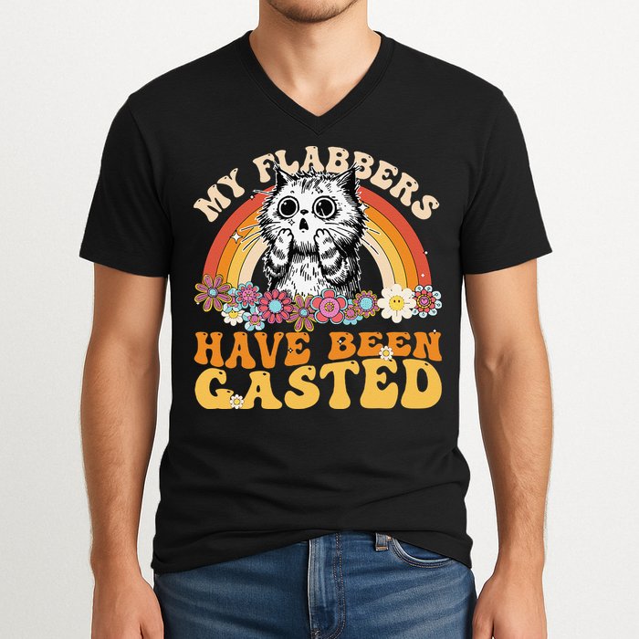 Funny Cat Meme My Flabbers Have Been Gasted V-Neck T-Shirt