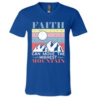 Faith Can Move The Highest Mountain Christian Believer Meaningful Gift V-Neck T-Shirt