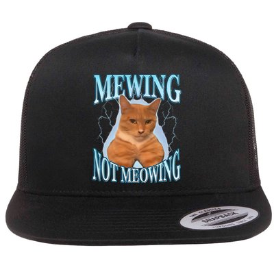 Funny Cat Meme Mewing Looksmax Meowing Cat Trend Flat Bill Trucker Hat