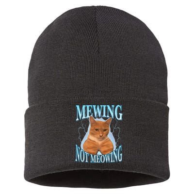 Funny Cat Meme Mewing Looksmax Meowing Cat Trend Sustainable Knit Beanie