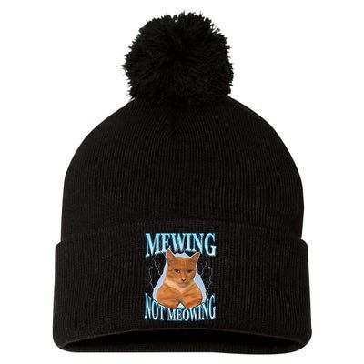 Funny Cat Meme Mewing Looksmax Meowing Cat Trend Pom Pom 12in Knit Beanie