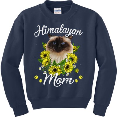 Funny Cat Mom Mothers Day Gifts Sunflower Himalayan Mom Kids Sweatshirt