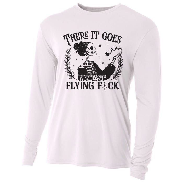 Funny Christmas My Last Flying Fuck Mom Christmas Cooling Performance Long Sleeve Crew