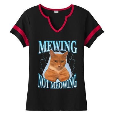 Funny Cat Meme With Meowing Looksmax Meowing Cat Ladies Halftime Notch Neck Tee