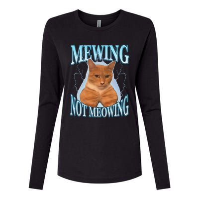 Funny Cat Meme With Meowing Looksmax Meowing Cat Womens Cotton Relaxed Long Sleeve T-Shirt