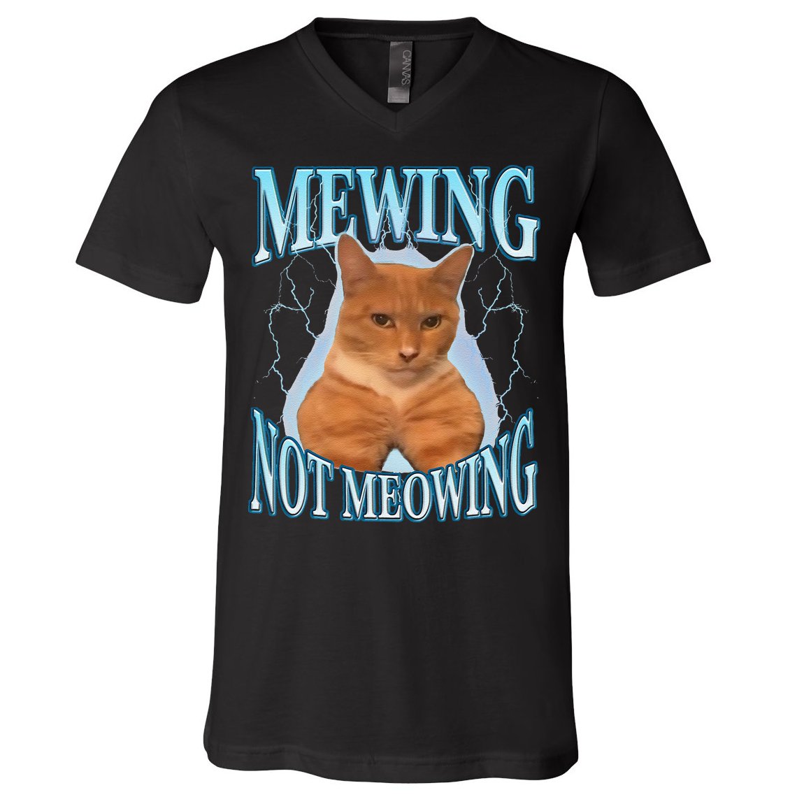 Funny Cat Meme With Meowing Looksmax Meowing Cat V-Neck T-Shirt