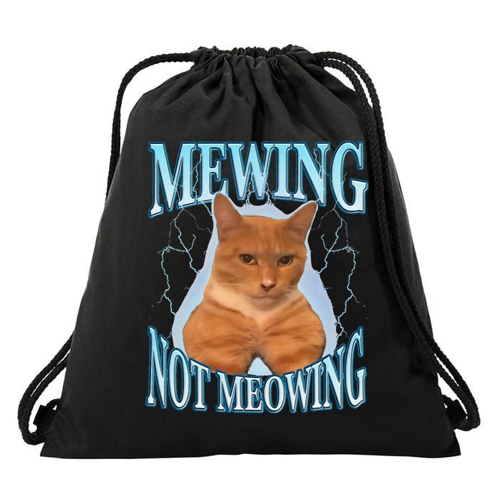 Funny Cat Meme With Meowing Looksmax Meowing Cat Drawstring Bag