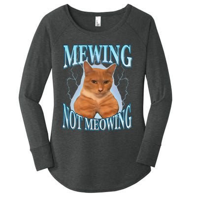 Funny Cat Meme With Meowing Looksmax Meowing Cat Women's Perfect Tri Tunic Long Sleeve Shirt