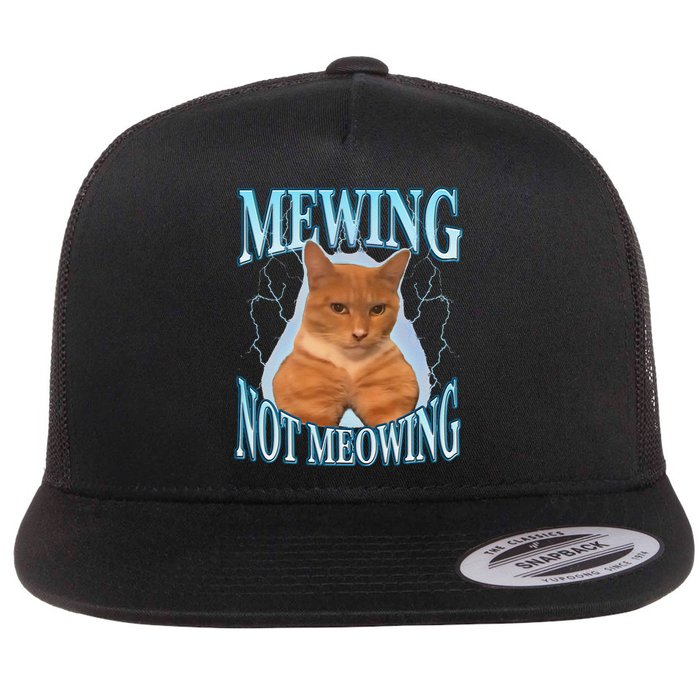 Funny Cat Meme With Meowing Looksmax Meowing Cat Flat Bill Trucker Hat