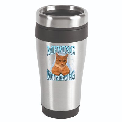 Funny Cat Meme With Meowing Looksmax Meowing Cat 16oz Travel Tumbler