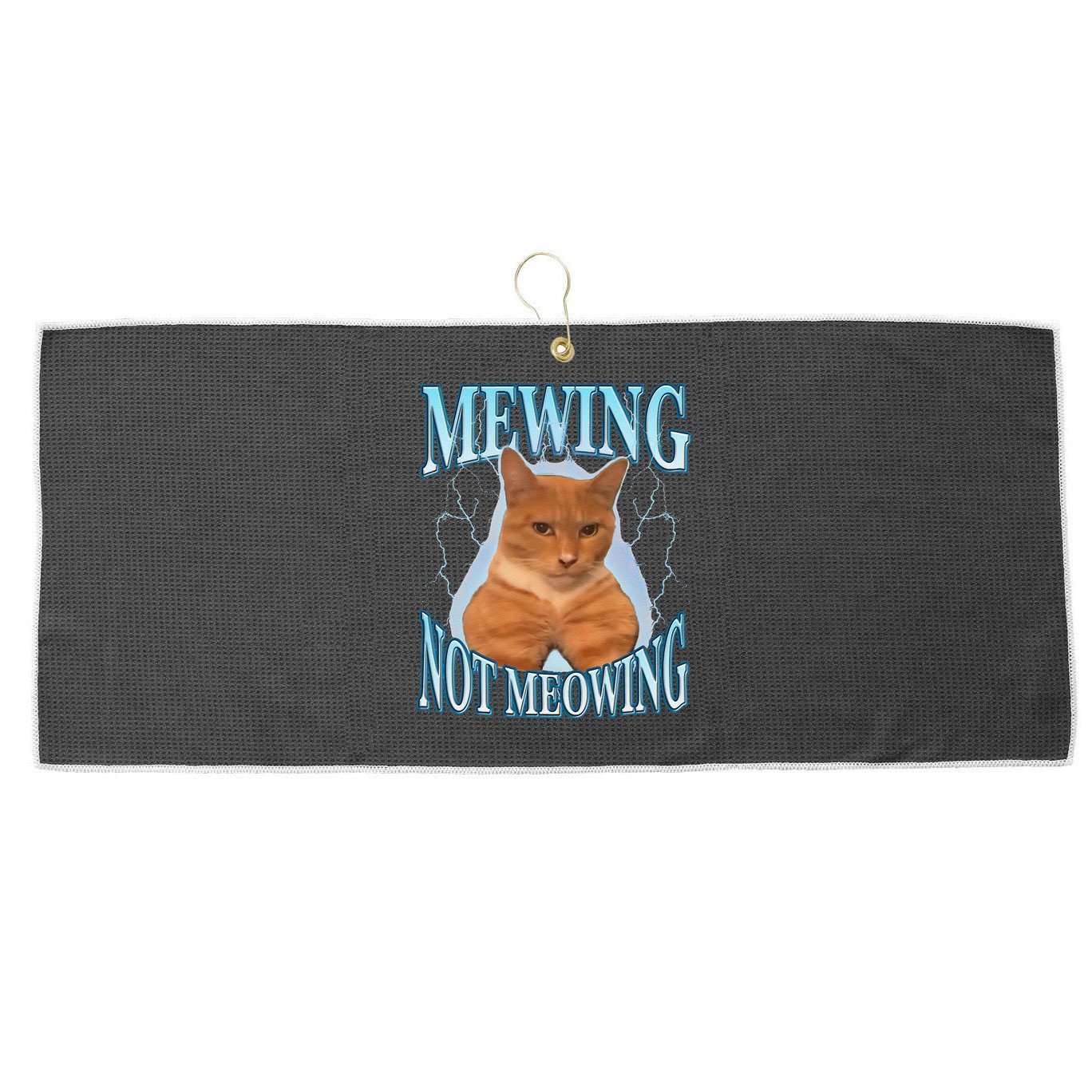 Funny Cat Meme With Meowing Looksmax Meowing Cat Large Microfiber Waffle Golf Towel