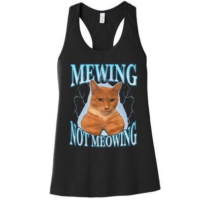 Funny Cat Meme With Meowing Looksmax Meowing Cat Women's Racerback Tank