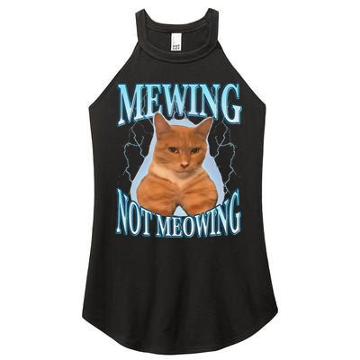 Funny Cat Meme With Meowing Looksmax Meowing Cat Women's Perfect Tri Rocker Tank