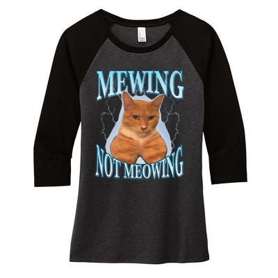 Funny Cat Meme With Meowing Looksmax Meowing Cat Women's Tri-Blend 3/4-Sleeve Raglan Shirt