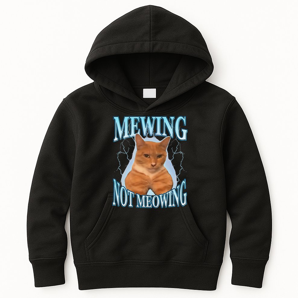 Funny Cat Meme With Meowing Looksmax Meowing Cat Kids Hoodie