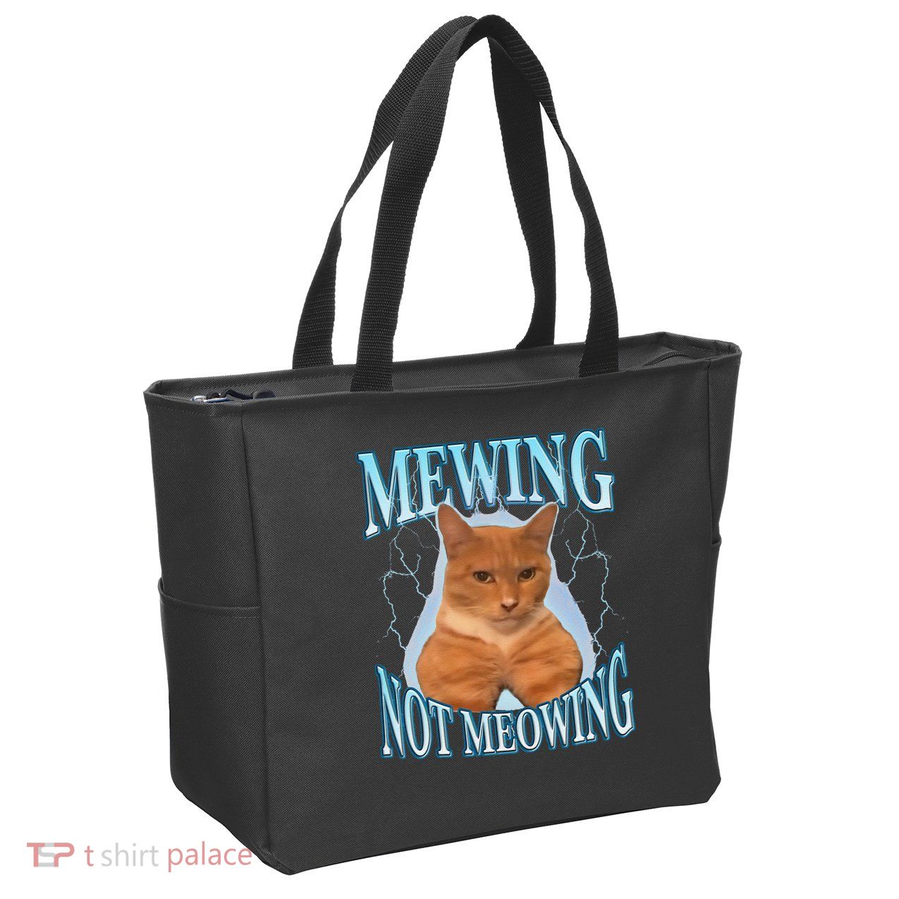 Funny Cat Meme With Meowing Looksmax Meowing Cat Zip Tote Bag