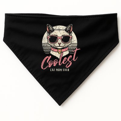 Funny Cat Mom Best Cat Mom Ever Coolest Cat Mama Graphic USA-Made Doggie Bandana