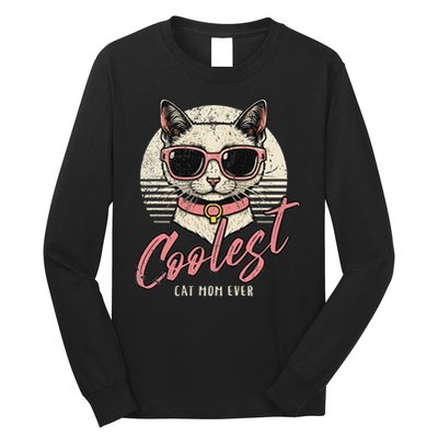 Funny Cat Mom Best Cat Mom Ever Coolest Cat Mama Graphic Long Sleeve Shirt