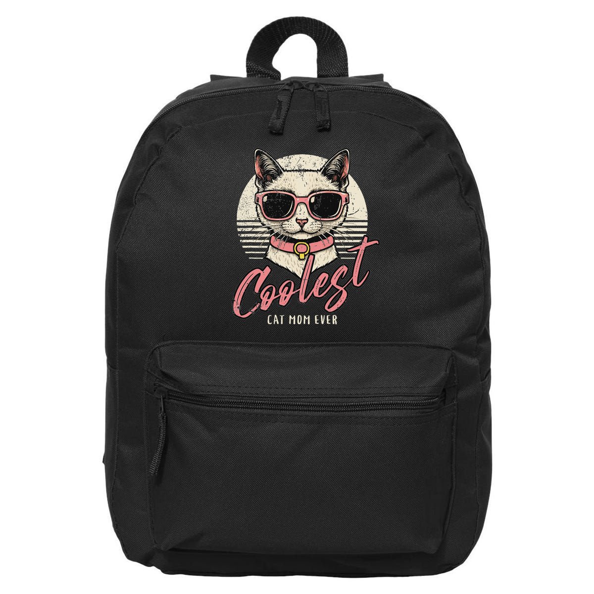Funny Cat Mom Best Cat Mom Ever Coolest Cat Mama Graphic 16 in Basic Backpack