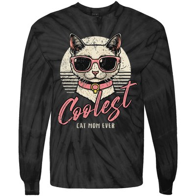 Funny Cat Mom Best Cat Mom Ever Coolest Cat Mama Graphic Tie-Dye Long Sleeve Shirt