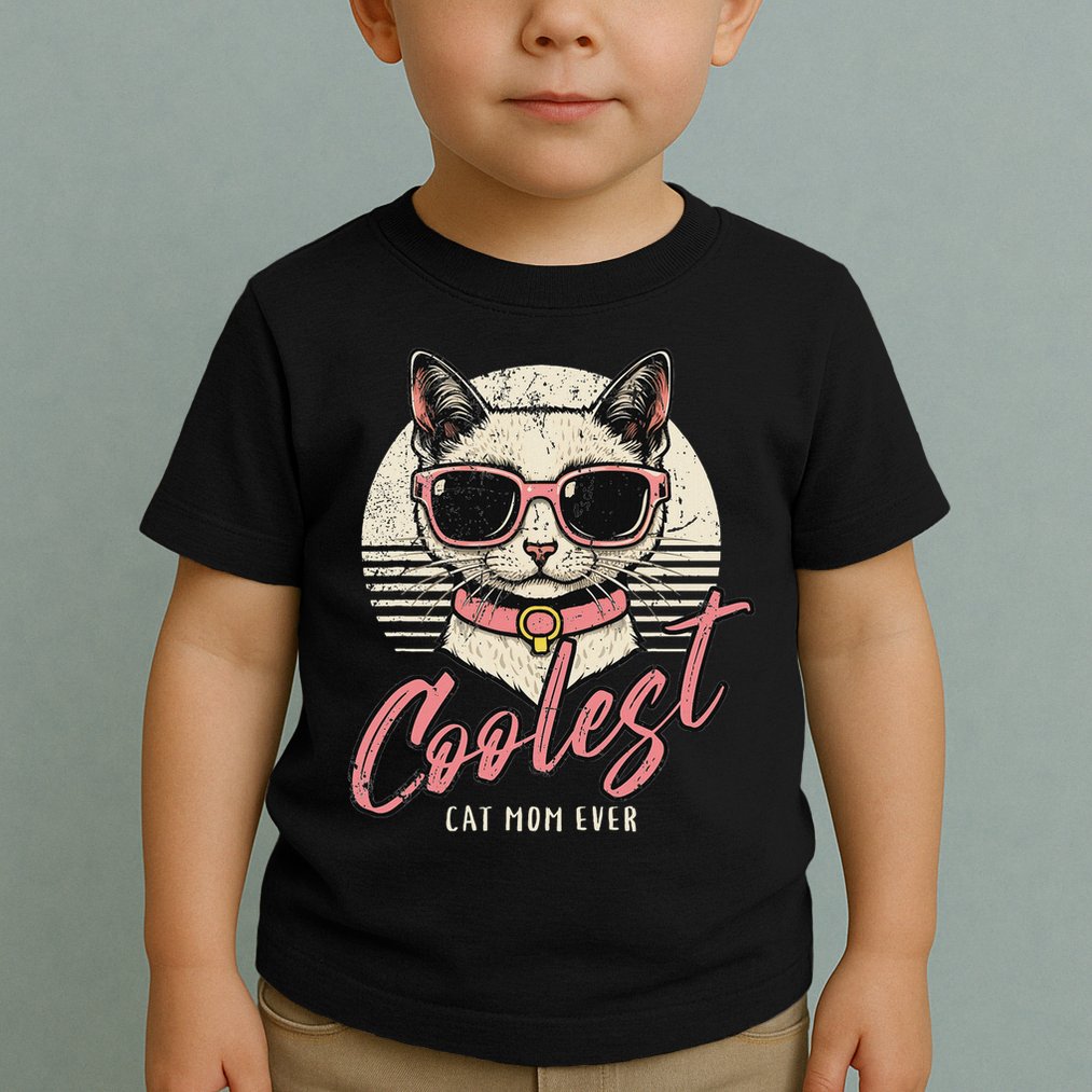 Funny Cat Mom Best Cat Mom Ever Coolest Cat Mama Graphic Toddler T-Shirt