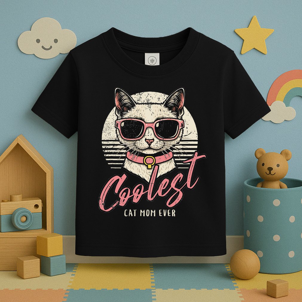 Funny Cat Mom Best Cat Mom Ever Coolest Cat Mama Graphic Toddler T-Shirt