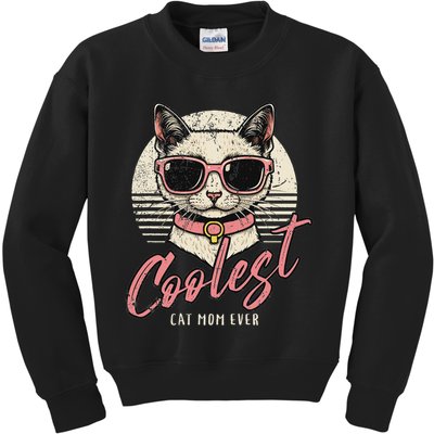 Funny Cat Mom Best Cat Mom Ever Coolest Cat Mama Graphic Kids Sweatshirt